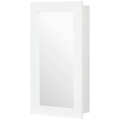Kleankin Wall-Mounted Medicine Cabinet With Mirror, Bathroom Mirror Cabinet With Single Door And Adjustable Shelves, White - Image 3