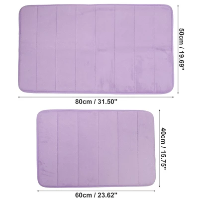 Unique Bargains Memory Foam Bathroom Mat Non Slip Soft Bath Mats Rugs Machine Washable 2 Pcs - Image 3
