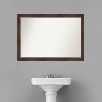 39" X 27" Non-Beveled Wildwood Brown Narrow Bathroom Wall Mirror - Amanti Art - Image 7