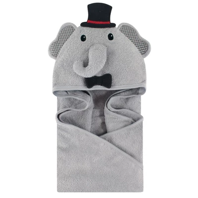 Little Treasure Baby Boy Cotton Animal Hooded Towel, Mr Elephant, One Size