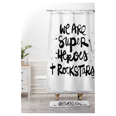 Kal Barteski Superheroes Cushion Bath Mat Black - Deny Designs - Image 3