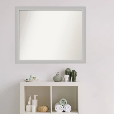 31" X 25" Non-Beveled Low Luster Wood Bathroom Wall Mirror Silver - Amanti Art - Image 4