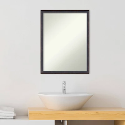 20" X 26" Non-Beveled Scoop Wood Bathroom Wall Mirror Dark Bronze - Amanti Art - Image 8