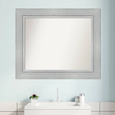 35" X 29" Non-Beveled Romano Silver Wood Bathroom Wall Mirror - Amanti Art - Image 6