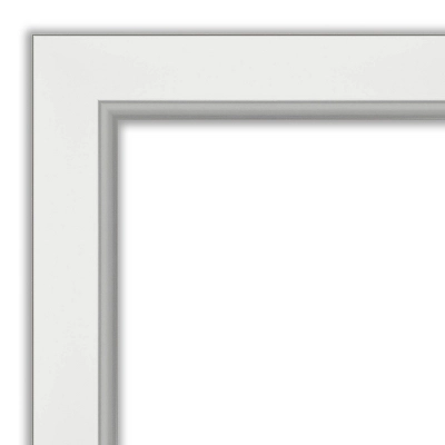 45" X 35" Eva White Silver Framed Bathroom Vanity Wall Mirror - Amanti Art - Image 2