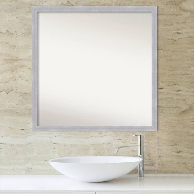 28" X 28" Non-Beveled Grace Narrow Bathroom Wall Mirror Brushed Nickel - Amanti Art - Image 5