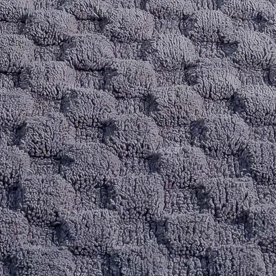 Knightsbridge Luxurious Block Pattern High Quality Year Round Cotton With Non-Skid Back Bath Rug Silver - Image 3