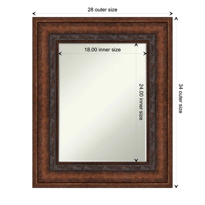 Amanti Art Decorative Bronze Petite Bevel Bathroom Wall Mirror 33.5 X 27.5 In. - Image 3