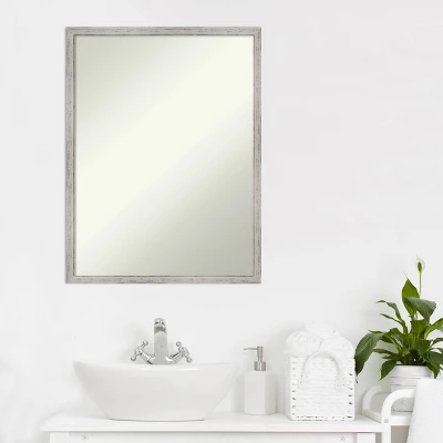 19" X 25" Non-Beveled Shiplap White Narrow Wood Bathroom Wall Mirror - Amanti Art - Image 5