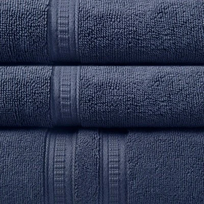 6pc Plume Cotton Feather Touch Antimicrobial Towel Set Navy - Beautyrest - Image 2