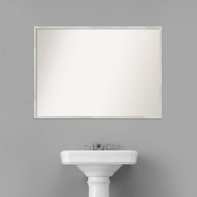40" X 29" Non-Beveled Svelte Silver Wood Bathroom Wall Mirror - Amanti Art - Image 6