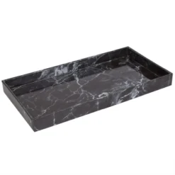Home Basics Faux Marble Vanity Tray, Black