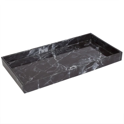 Home Basics Faux Marble Vanity Tray, Black