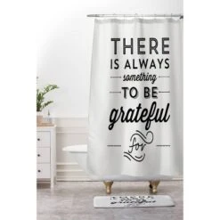 Allyson Johnson Something To Be Grateful For Shower Curtain Black - Deny Designs