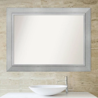 45" X 34" Non-Beveled Romano Silver Wood Bathroom Wall Mirror - Amanti Art - Image 5