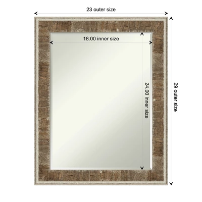 Amanti Art Farmhouse Brown Narrow Petite Bevel Wood Bathroom Wall Mirror 28.75 X 22.75 In. - Image 3