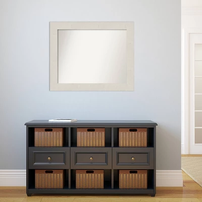 34" X 28" Non-Beveled Rustic Plank White Bathroom Wall Mirror - Amanti Art - Image 4