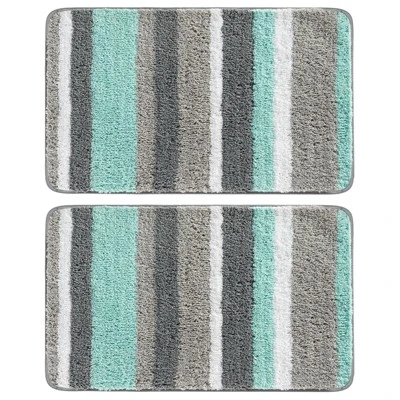 MDesign Soft Striped Microfiber Non-Slip Spa Mat, 34" X 21", 2 Pack - Image 8