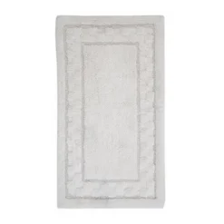 Sculptured Border Soft Plush Cotton Non-Slip Bath Rug Ivory By Castle Hill