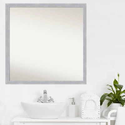 28" X 28" Non-Beveled Grace Narrow Bathroom Wall Mirror Brushed Nickel - Amanti Art - Image 7