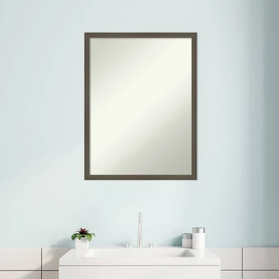 20" X 26" Non-Beveled Svelte Clay Gray Wood Bathroom Wall Mirror - Amanti Art - Image 7