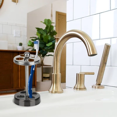 Triune Tone Metal Toothbrush Holder - Nu Steel - Image 2