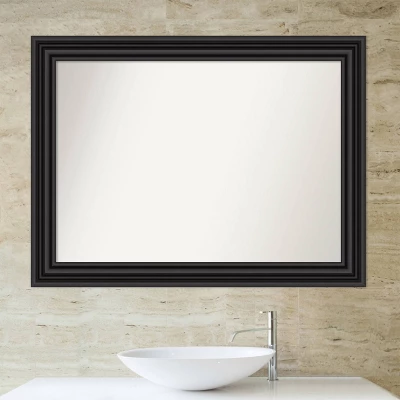 44" X 33" Non-Beveled Colonial Bathroom Wall Mirror Black - Amanti Art - Image 5
