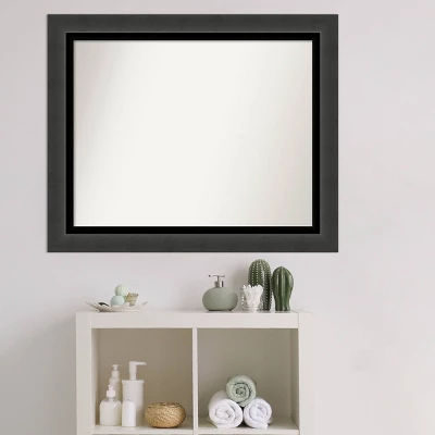 33" X 27" Non-Beveled Tuxedo Black Bathroom Wall Mirror - Amanti Art - Image 6