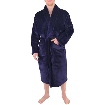 Hudson Home Collection Mens Boy Shawl Collar Plush Robe, Navy, Large X-Large (Lxl) - Image 3