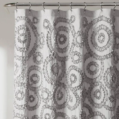 72"x84" Keila Shower Curtain Dark Gray - Lush Décor