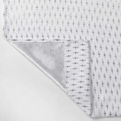 Kate Aurora Elegant "Raindrop" Silver Metallic Foil White Jacquard Fabric Shower Curtain - Standard Size - Image 6