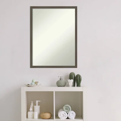 20" X 26" Non-Beveled Svelte Clay Gray Wood Bathroom Wall Mirror - Amanti Art - Image 5