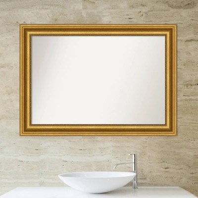 42" X 30" Non-Beveled Parlor Bathroom Wall Mirror Gold - Amanti Art - Image 5