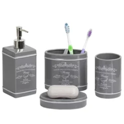 Home Basics 4 Piece Paris Bath Accessory Set