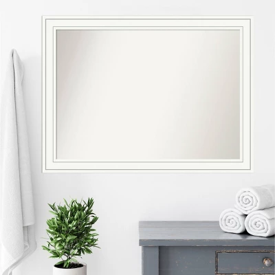 43" X 32" Non-Beveled Craftsman Wood Bathroom Wall Mirror White - Amanti Art - Image 6
