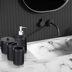 4pc Devash Resin Paint Coated Bath Accessory Set - Kralix