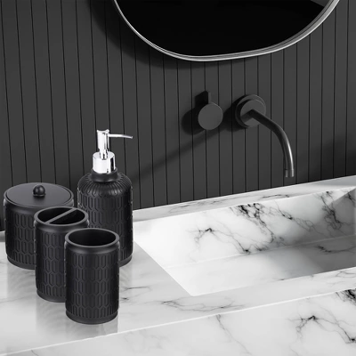 4pc Devash Resin Paint Coated Bath Accessory Set - Kralix