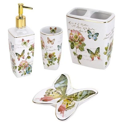 Avanti Butterfly Garden 4 Pc Bath Accessory Set