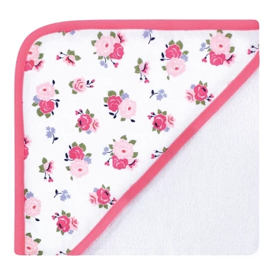 Luvable Friends Baby Girl Cotton Terry Hooded Towels, Floral, One Size - Image 2