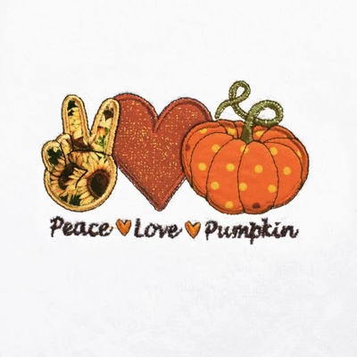 2pc Peace Love Pumpkin Hand Towel Set White - Linum Home Textiles - Image 2