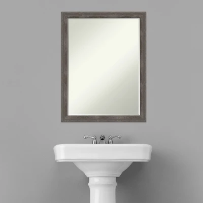 Amanti Art Pinstripe Lead Grey Petite Bevel Wood Bathroom Wall Mirror 26.5 X 20.5 In. - Image 5