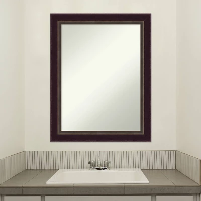 22" X 28" Non-Beveled Signore Bronze Wood Bathroom Wall Mirror - Amanti Art - Image 6