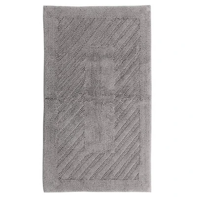 Diagonal Racetrack 100% Cotton Reversible Bath Rug Silver By Knightsbridge - Image 4