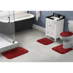 4pc Traditional Nylon Washable Bathroom Rug Set - Garland Rug