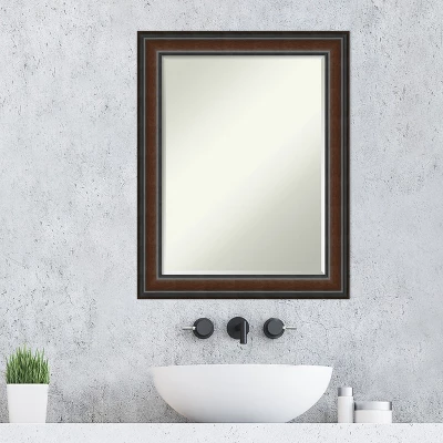 Amanti Art Cyprus Walnut Petite Bevel Wood Bathroom Wall Mirror 28.75 X 22.75 In. - Image 6