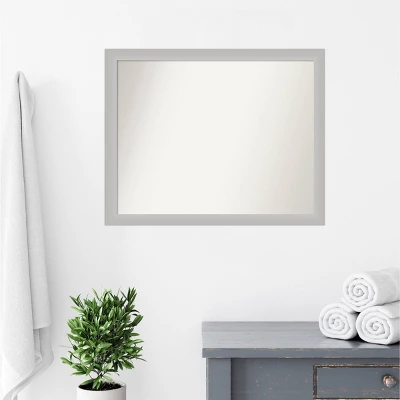 31" X 25" Non-Beveled Low Luster Wood Bathroom Wall Mirror Silver - Amanti Art - Image 7