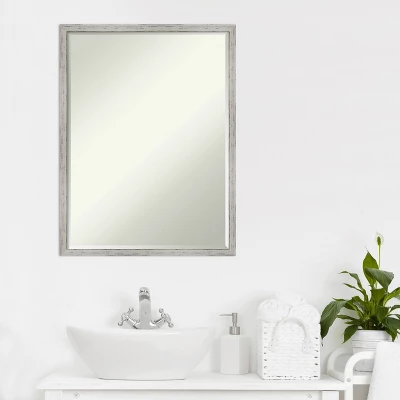 Amanti Art Shiplap White Narrow Petite Bevel Wood Bathroom Wall Mirror 25 X 19 In. - Image 7