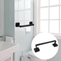 Unique Bargains Wall Mounted Towel Shoe Rack Organizer For Bathroom Kitchen No Drill 1 Set