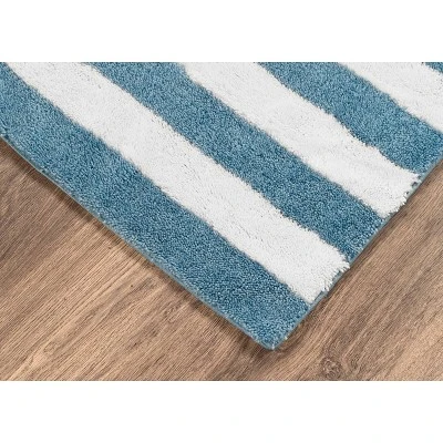 2pc Striped Washable Bathroom Rug Set Basin Blue/White - Garland Rug - Image 4