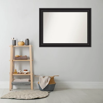 44" X 33" Non-Beveled Colonial Bathroom Wall Mirror Black - Amanti Art - Image 8